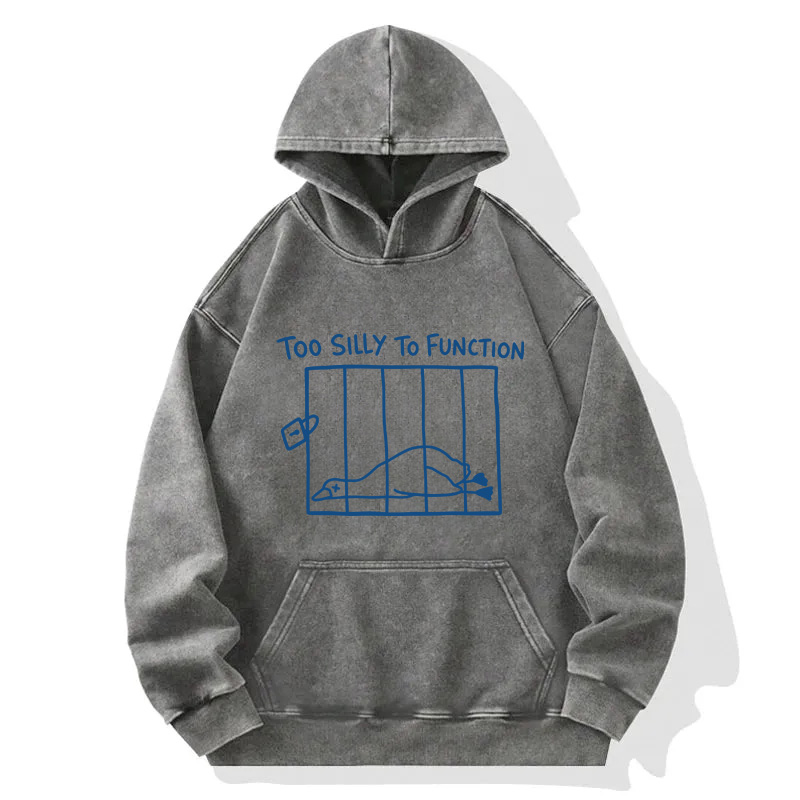 Tokyocanvas Too Silly To Function Goose Meme Washed Hoodie