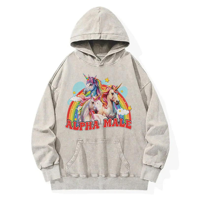 Tokyocanvas Alpha Male Unicorn Washed Hoodie