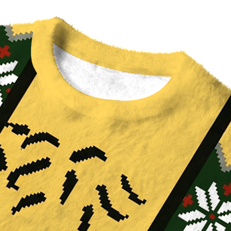 Tokyocanvas Hilarious Naughty Black Fuzzy Christmas Ugly Sweatshirt