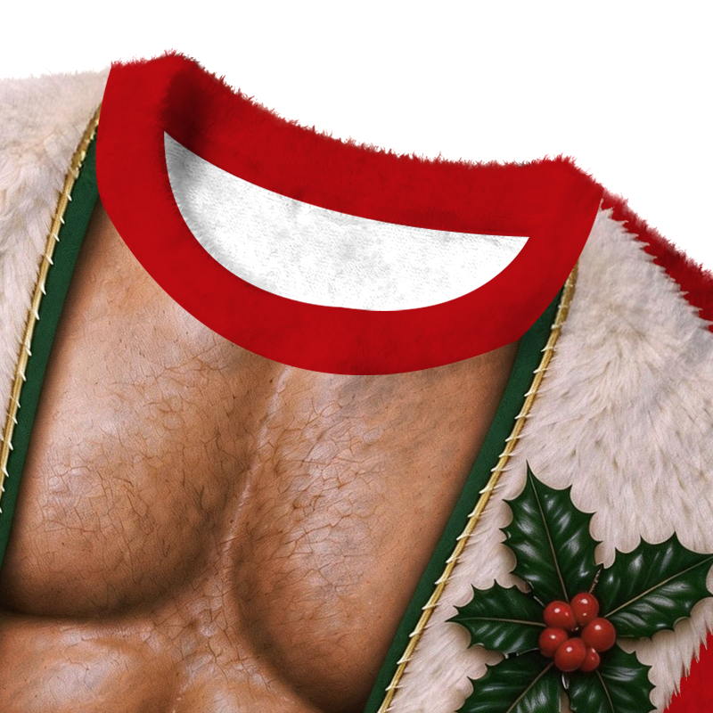 Tokyocanvas Santa Claus Red Fuzzy Christmas Ugly Sweatshirt