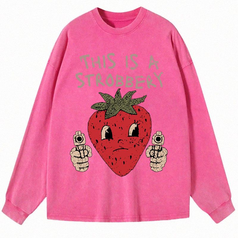 Tokyocanvas This is a Strawberry Long Sleeve Washed T-Shirt