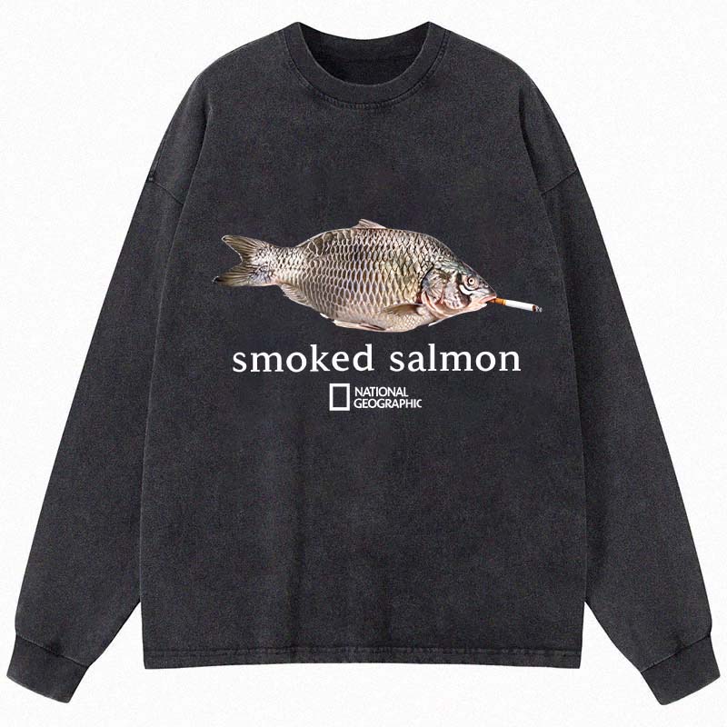 Tokyocanvas Smoked Salmon Long Sleeve Washed T-Shirt