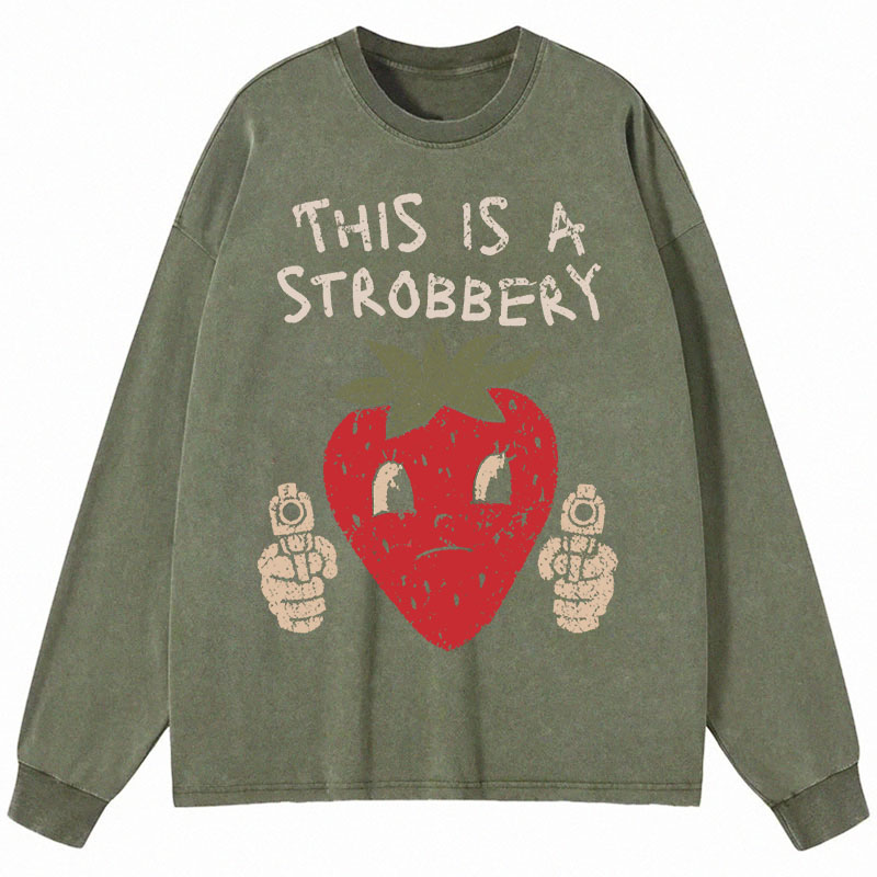 Tokyocanvas This is a Strawberry Long Sleeve Washed T-Shirt