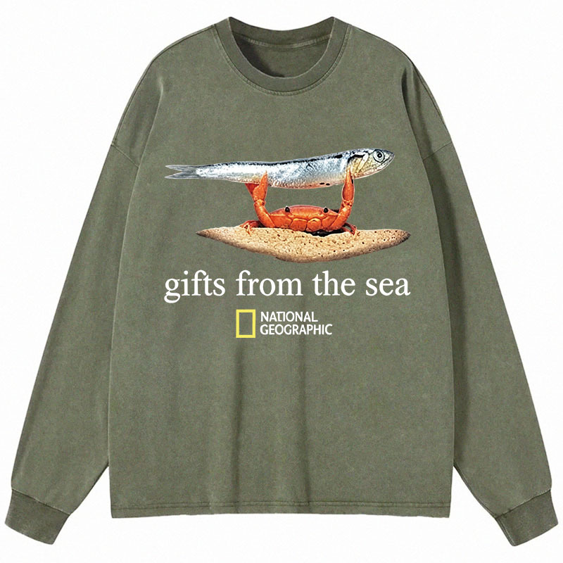 Tokyocanvas Gifts From The Sea Long Sleeve Washed T-Shirt