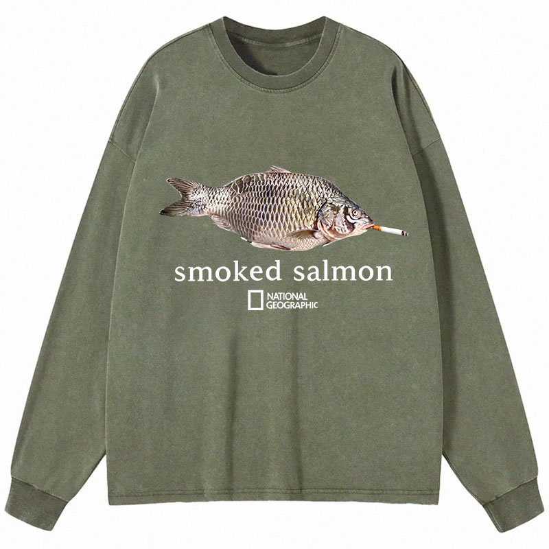 Tokyocanvas Smoked Salmon Long Sleeve Washed T-Shirt