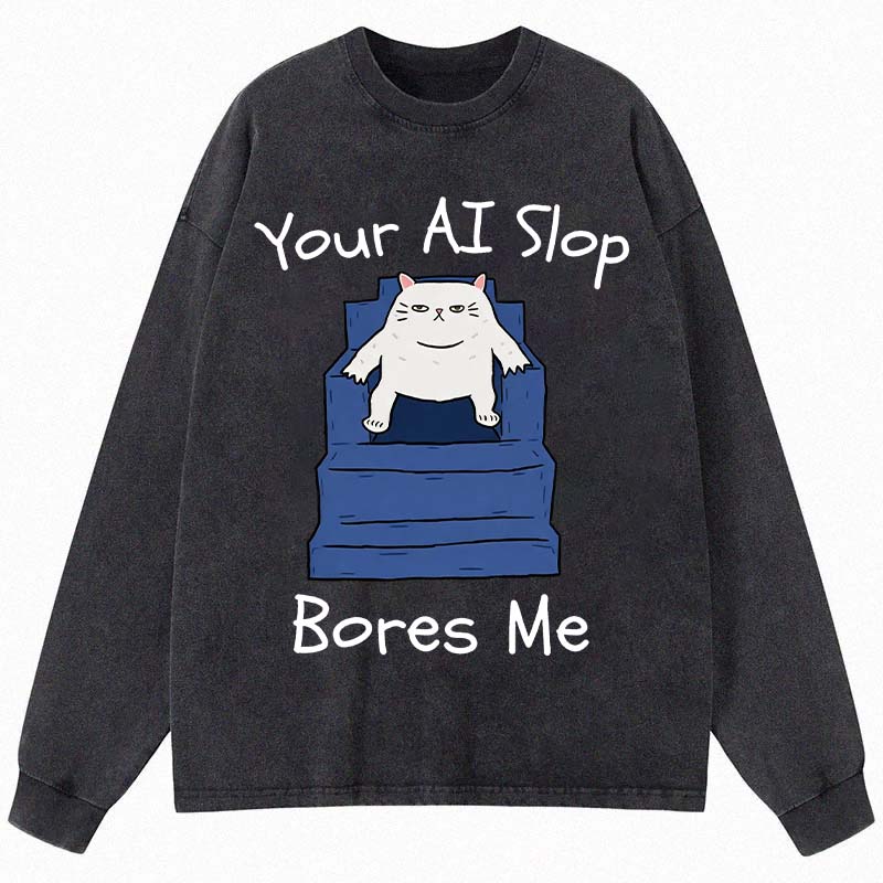 Tokyocanvas AI Slop Bores Me Long Sleeve Washed T-Shirt