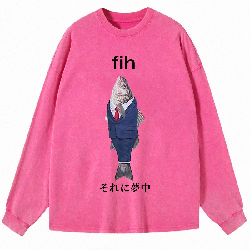 Tokyocanvas Stupid Fih Long Sleeve Washed T-Shirt