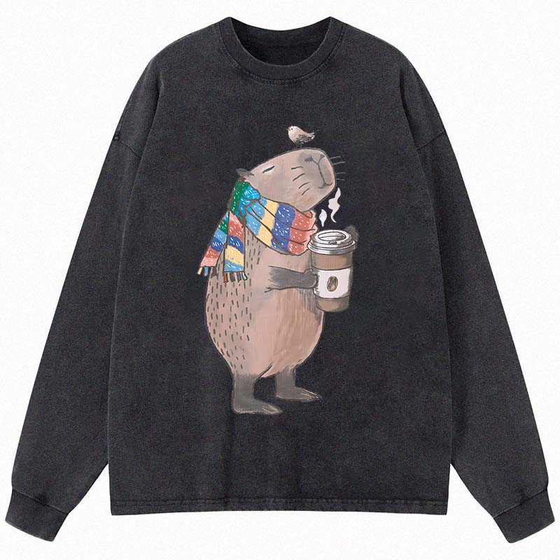 Tokyocanvas Coffeebara Long Sleeve Washed T-Shirt