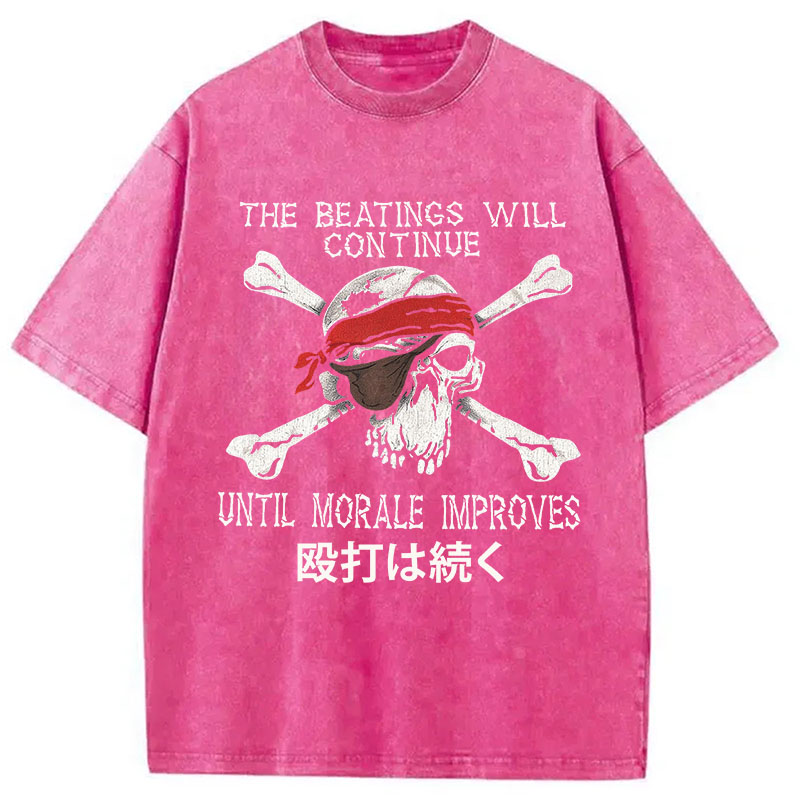 Tokyocanvas Beatings Will Continue Pirate Washed T-Shirt