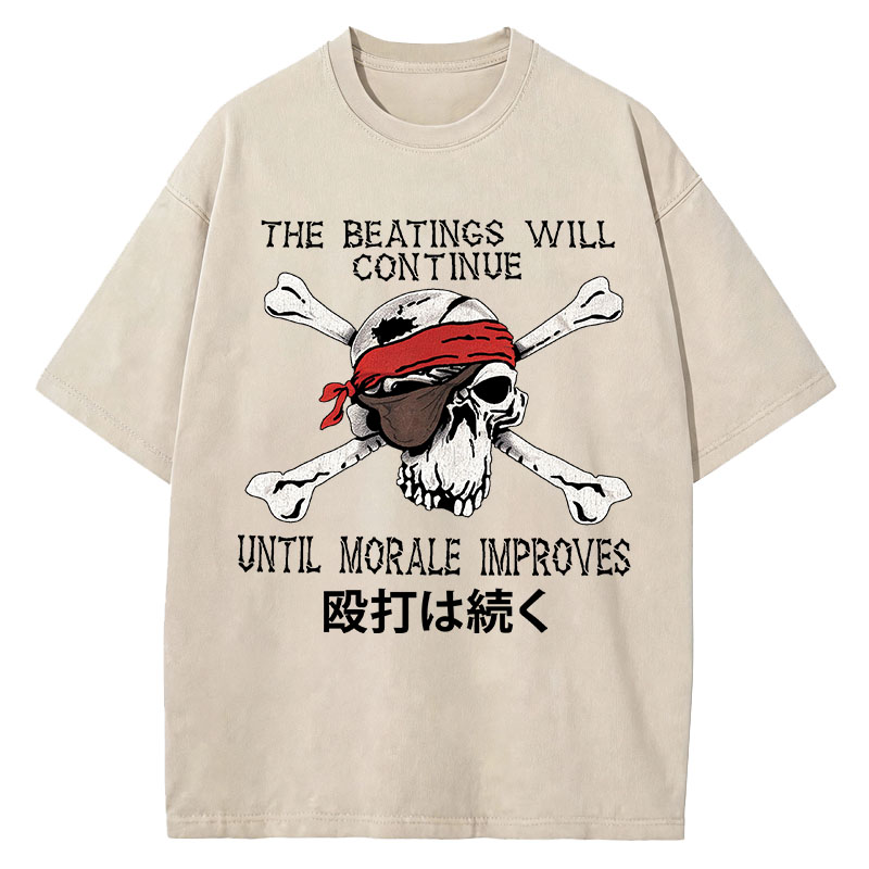 Tokyocanvas Beatings Will Continue Pirate Washed T-Shirt