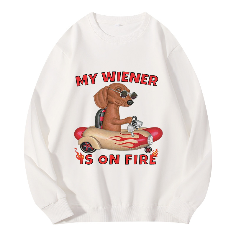 Tokyocanvas My Wiener Is On Fire Funny Dog Classic Sweatshirt