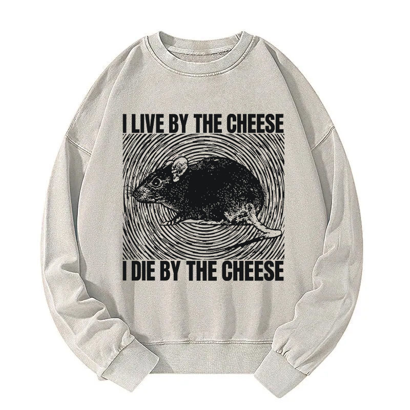 Tokyocanvas I Live By The Cheese Rat Washed Sweatshirt