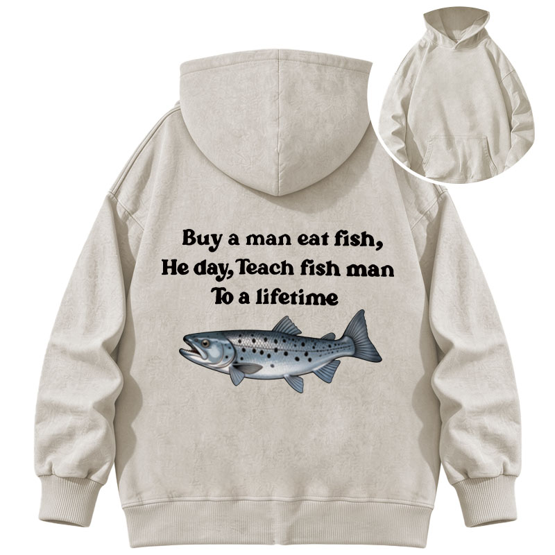 Tokyocanvas Buy A Man Eat Fsh Washed Hoodie