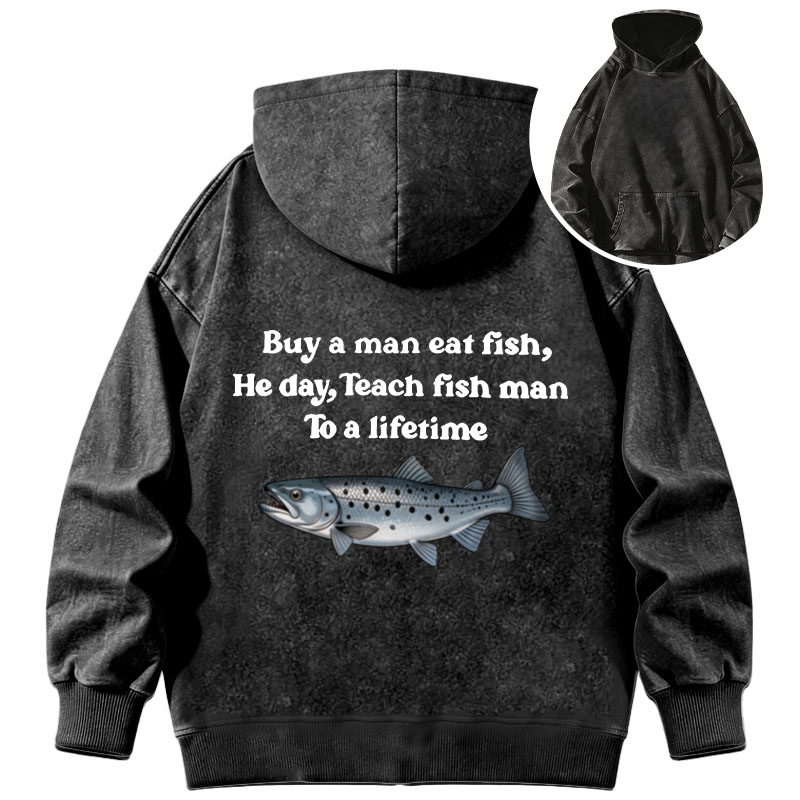 Tokyocanvas Buy A Man Eat Fsh Washed Hoodie