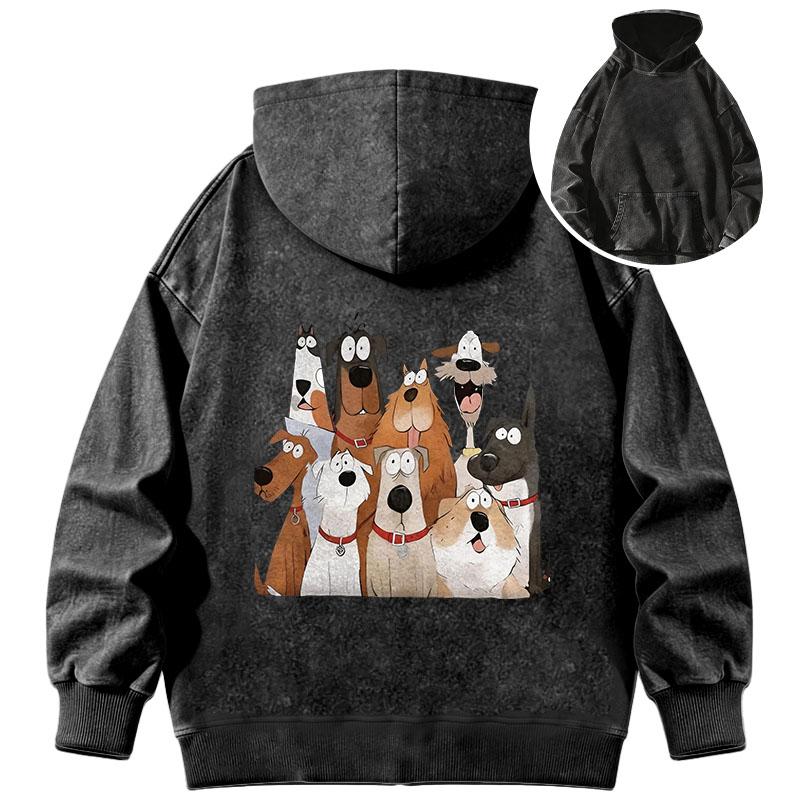 Tokyocanvas Funny Cute Dog Art Print Washed Hoodie