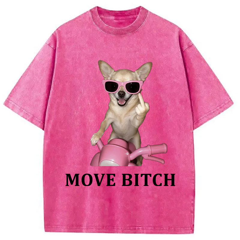 Tokyocanvas Move! Cute Chihuahua Washed T-Shirt