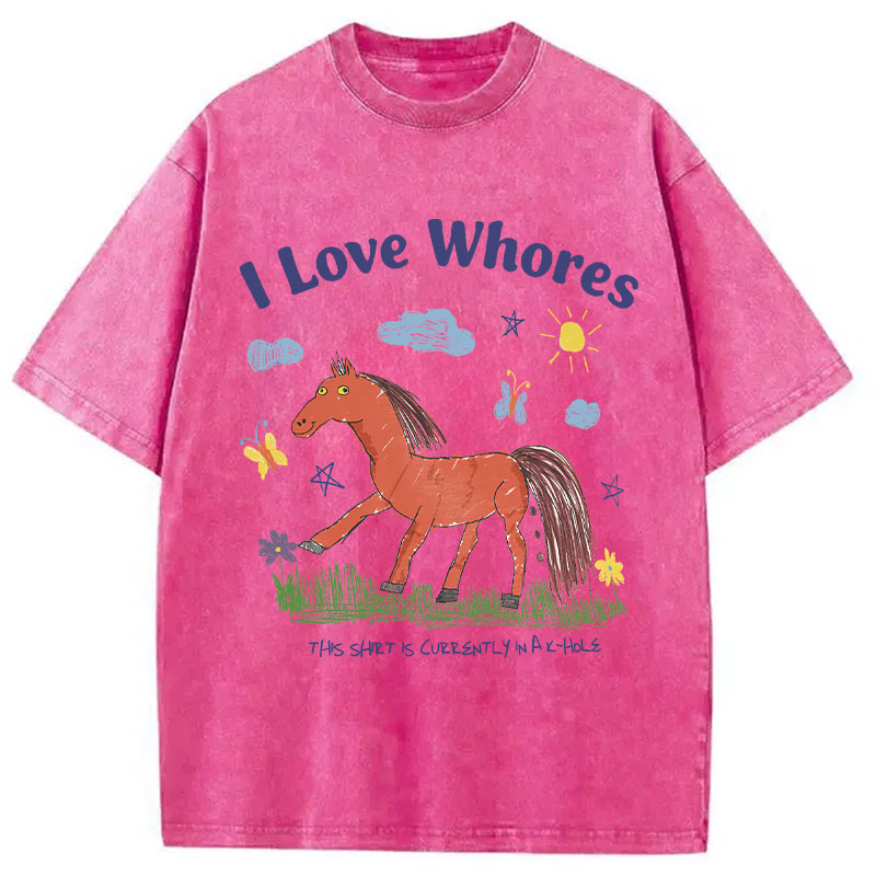 Tokyocanvas I Love Whores Meme Washed T-Shirt