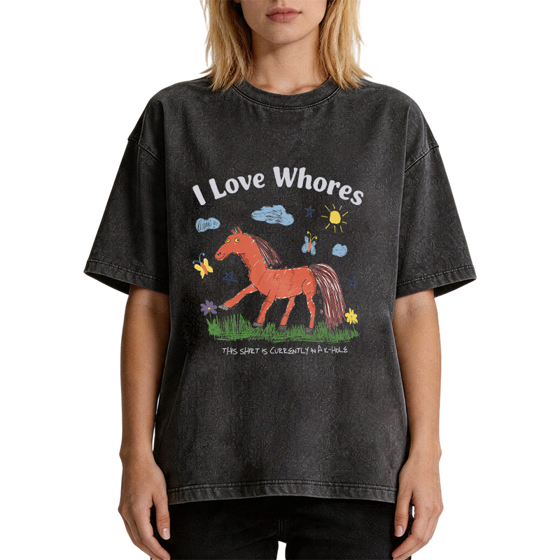 Tokyocanvas I Love Whores Meme Washed T-Shirt