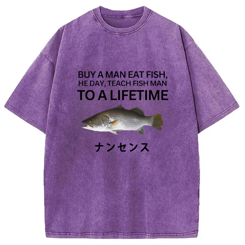 Tokyocanvas Buy a Man Eat Fish Washed T-Shirt