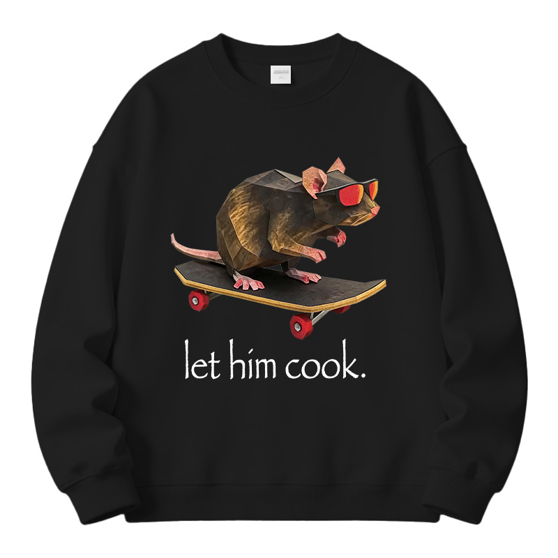 Tokyocanvas Rat Skateboard Cook Fleece Lined Sweatshirt