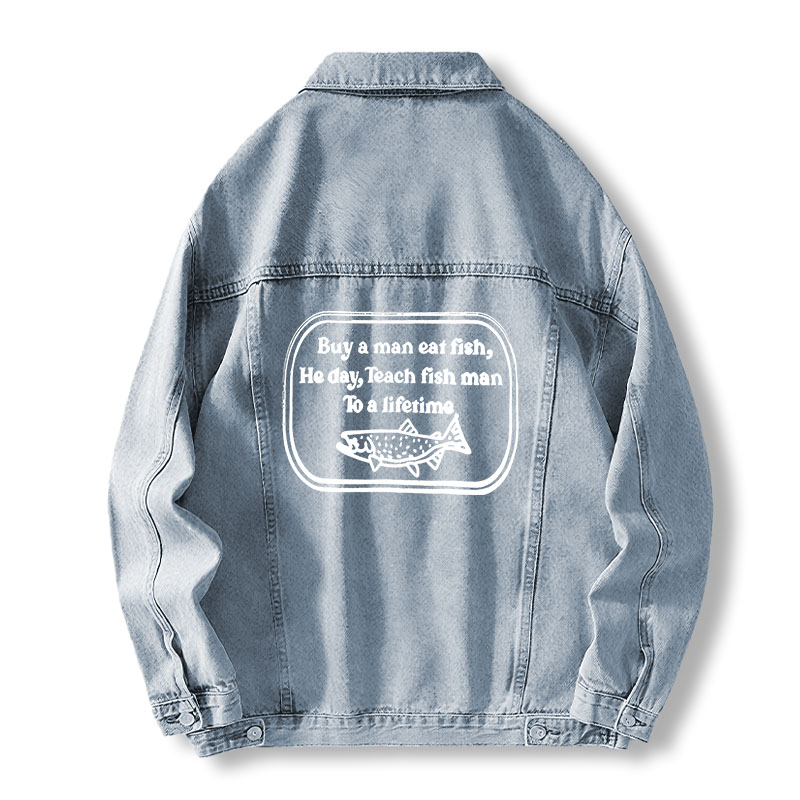 Tokyocanvas Teach fish man To a lifetime Jean Jackets