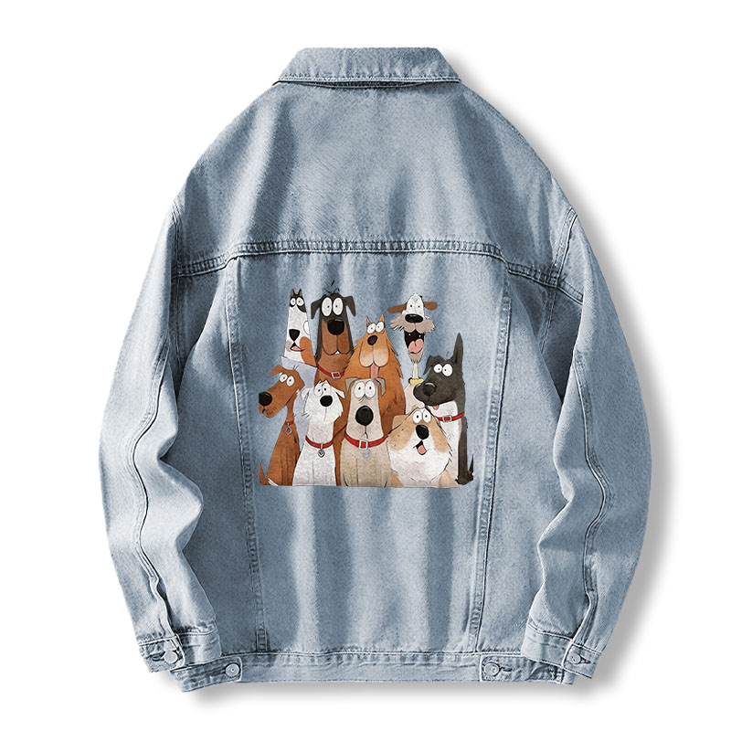 Tokyocanvas Funny Cute Dog Art Print Jean Jackets