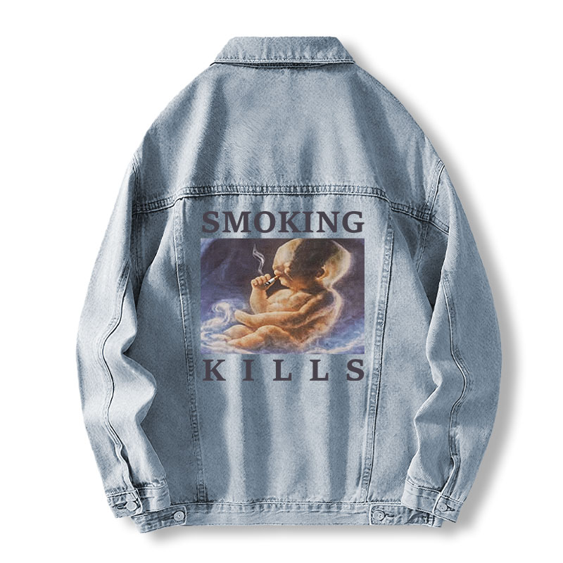 Tokyocanvas Smoking Kills Cigarette Addict Baby Jean Jackets