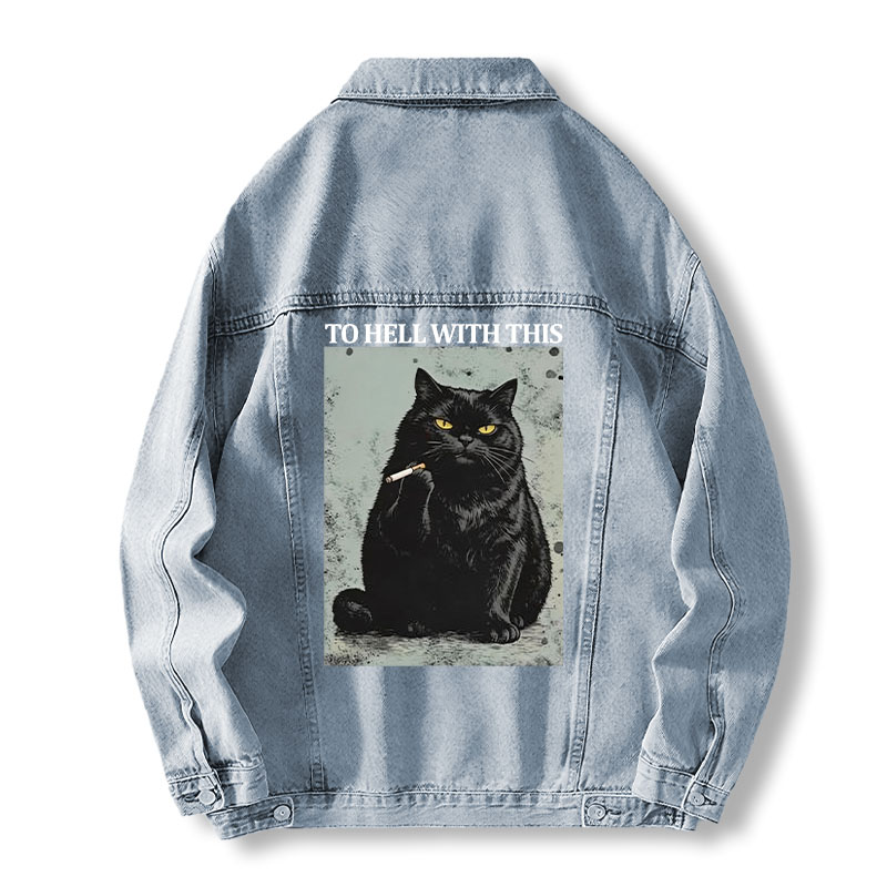 Tokyocanvas Fuck This Shit Black Cat Jean Jackets