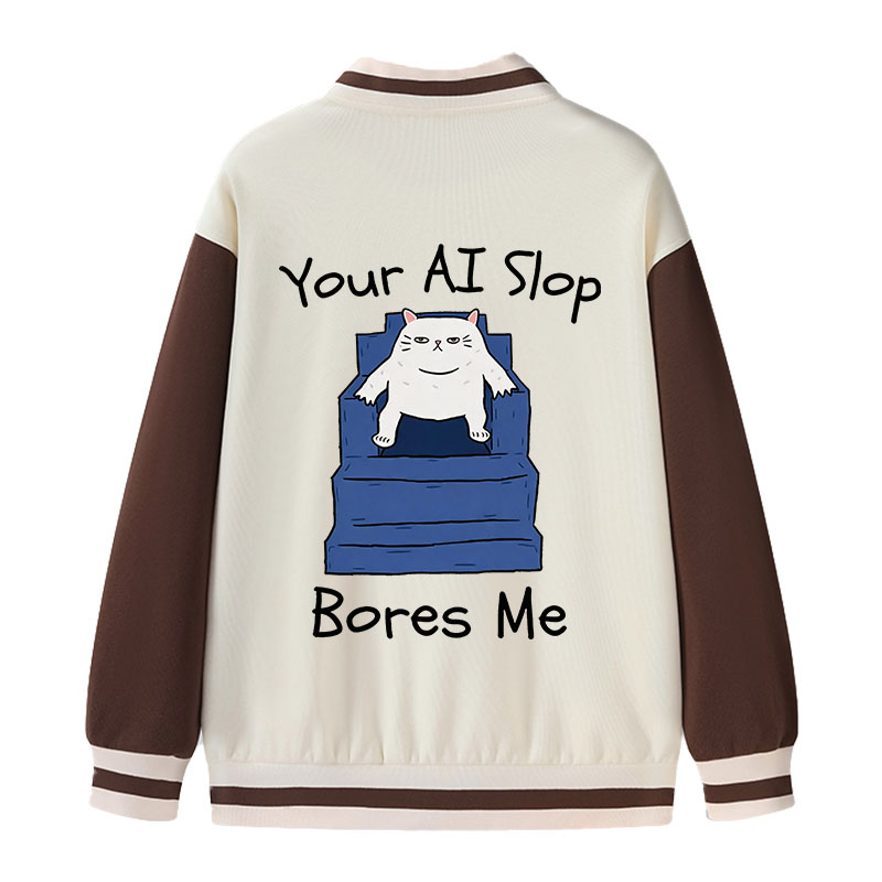 Tokyocanvas AI Slop Bores Me Varsity Jacket