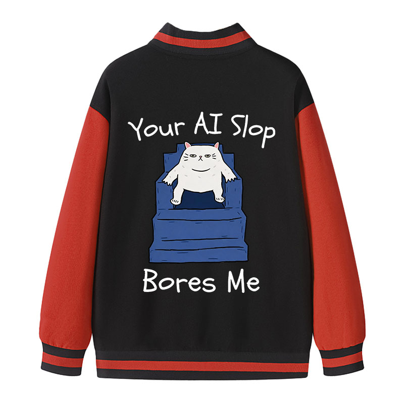 Tokyocanvas AI Slop Bores Me Varsity Jacket