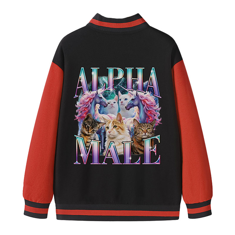 Tokyocanvas Alpha Male Unicorn Cat Varsity Jacket