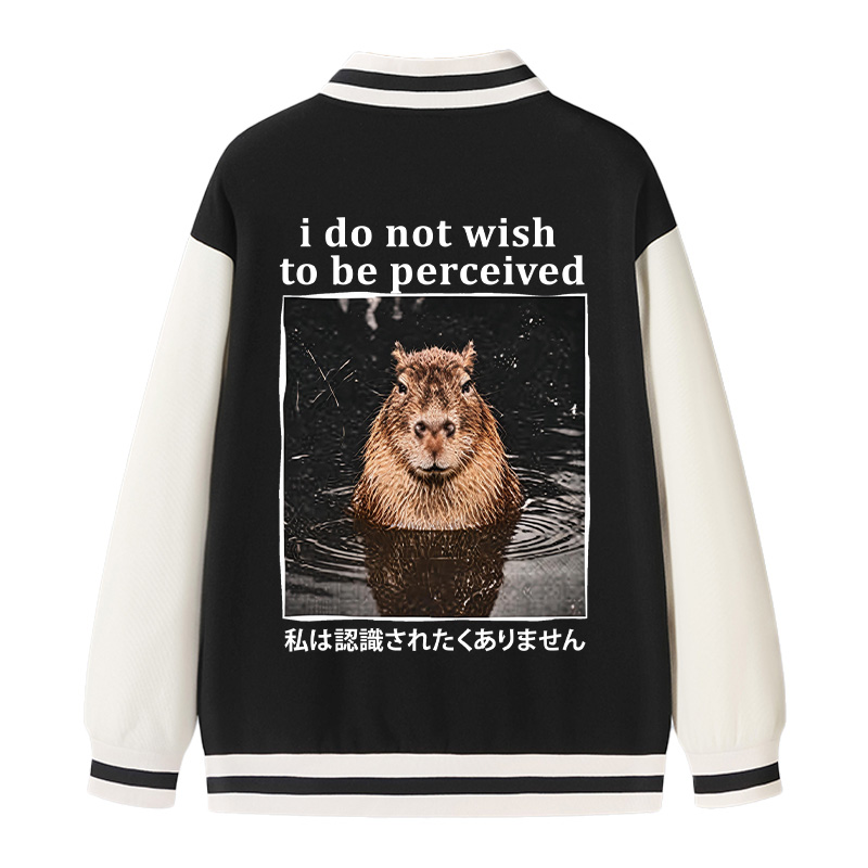 Tokyocanvas I Do Not Wish to Be Perceived Capybara Varsity Jacket