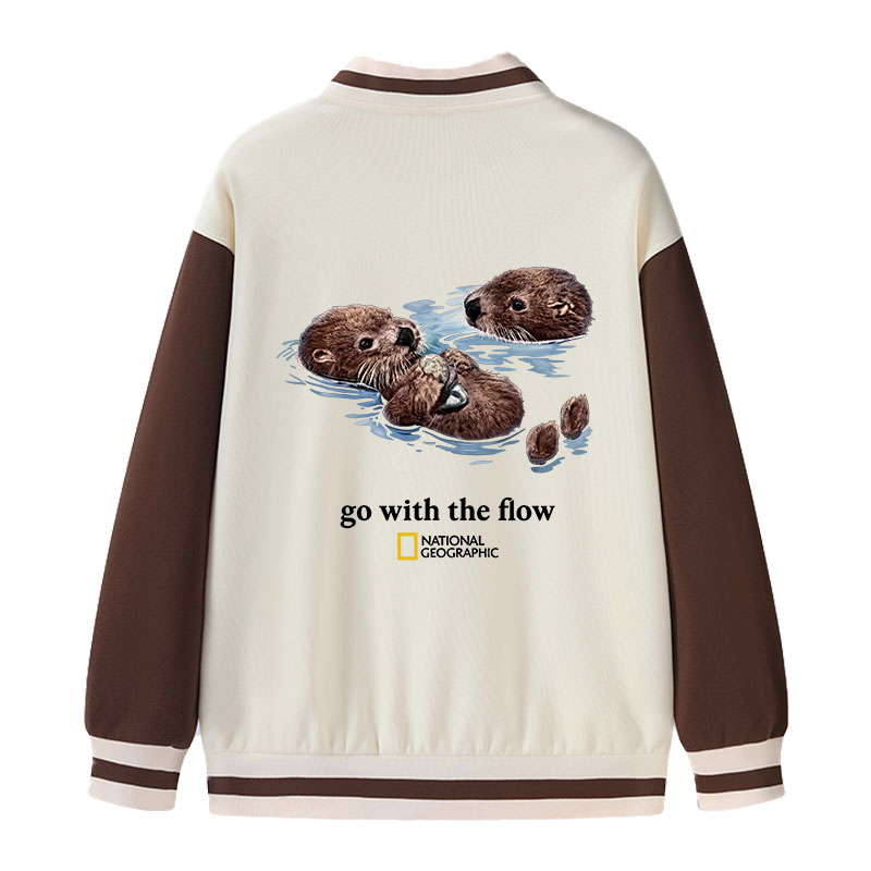Tokyocanvas Go With The Flow Otters Varsity Jacket