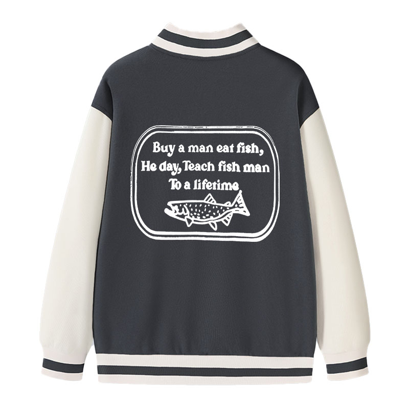 Tokyocanvas Teach fish man To a lifetime Varsity Jacket