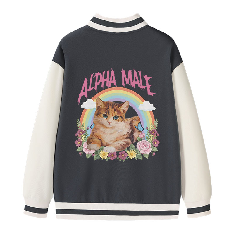 Tokyocanvas Alpha Male Funny Kitten Meme Varsity Jacket