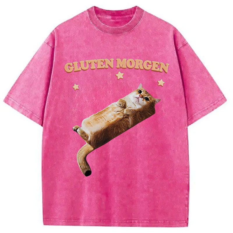 Tokyocanvas Gluten Morgen Cat Washed T-Shirt