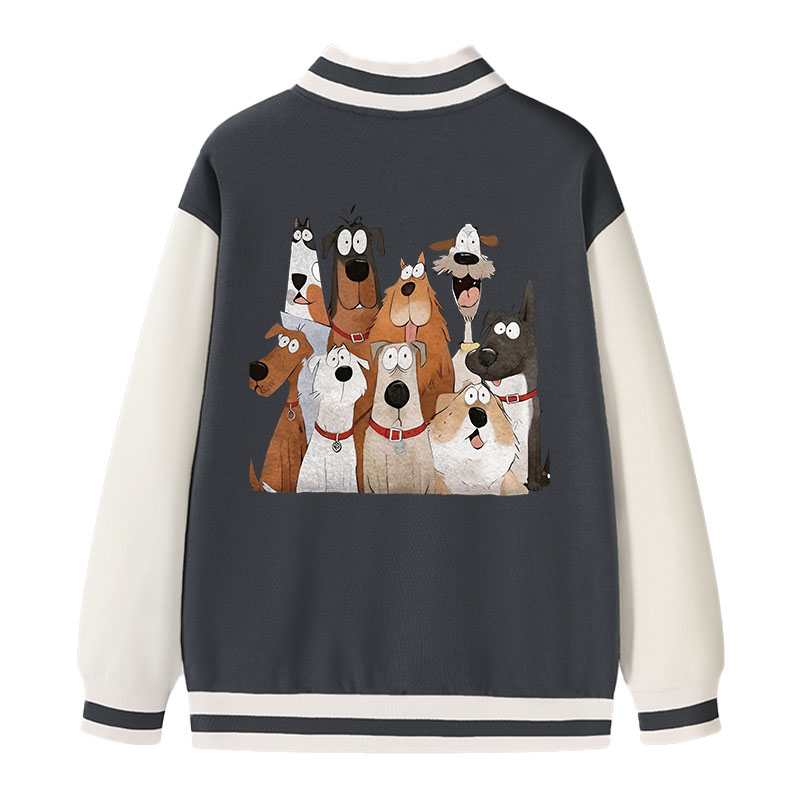 Tokyocanvas Funny Cute Dog Art Print Varsity Jacket