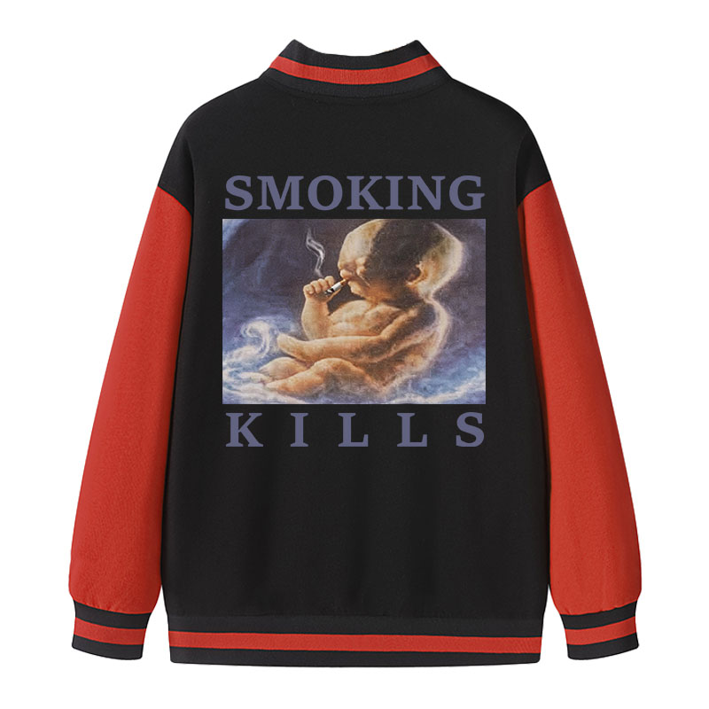 Tokyocanvas Smoking Kills Cigarette Addict Baby Varsity Jacket