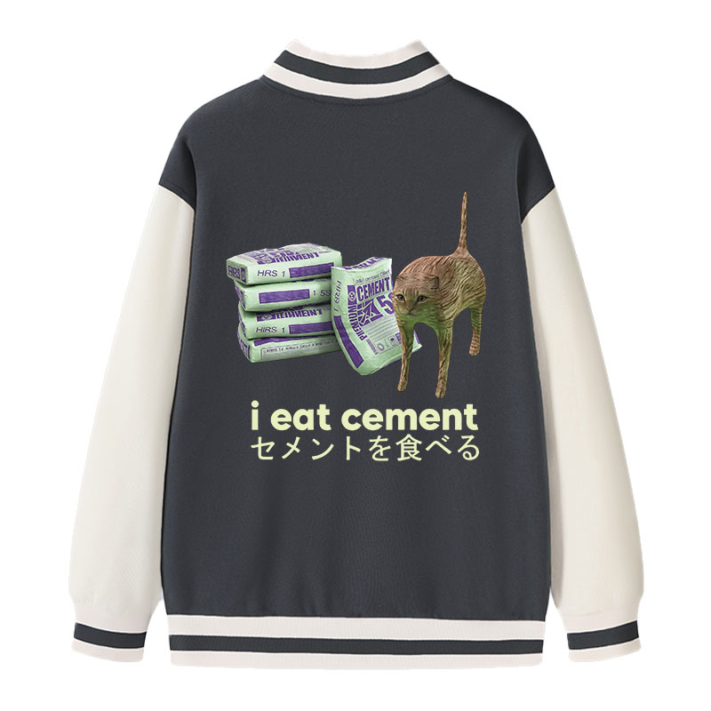 Tokyocanvas Funny Internet Cement Cat Varsity Jacket