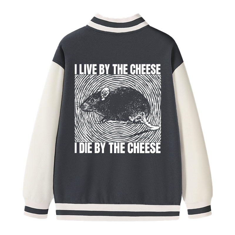 Tokyocanvas I Live By The Cheese Rat Varsity Jacket