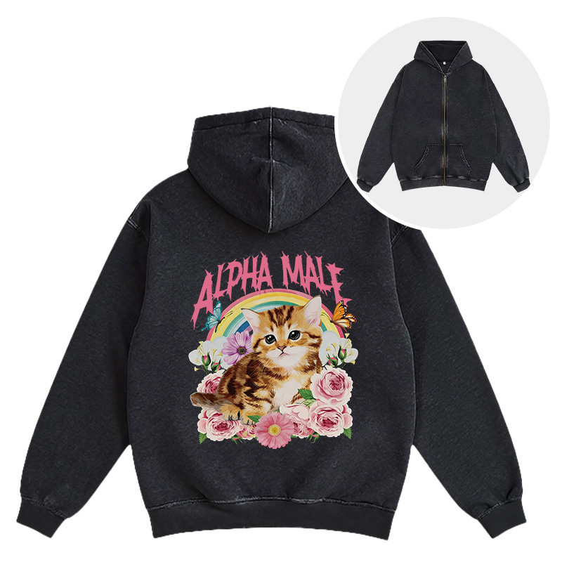 Tokyocanvas Alpha Male Washed Zip Hoodie
