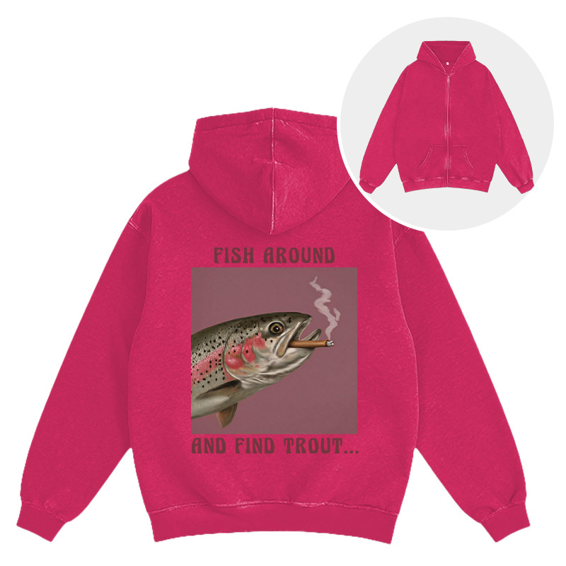 Tokyocanvas Smoking Trout Washed Zip Hoodie
