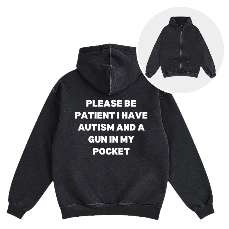 Tokyocanvas A Gun in My Pocket Washed Zip Hoodie