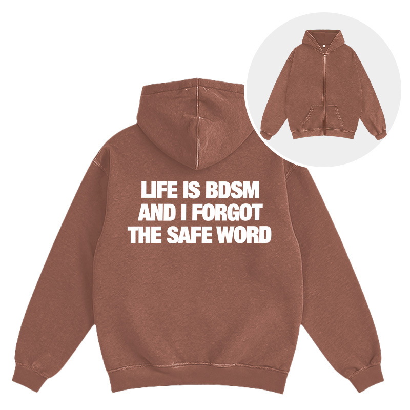 Tokyocanvas Life Is BDSM Washed Zip Hoodie
