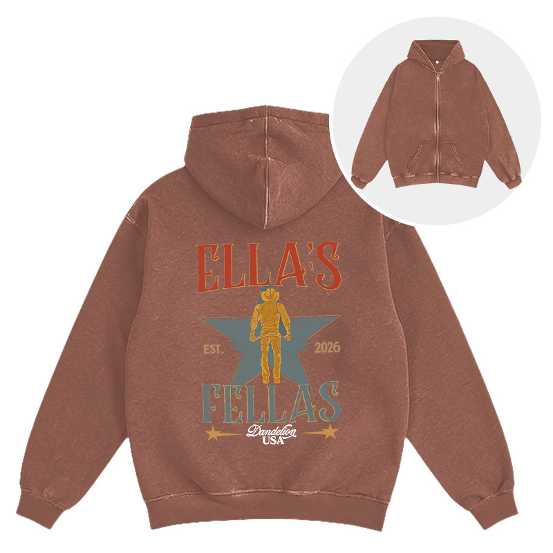 Tokyocanvas Vintage Ellas Fellas 90s Washed Zip Hoodie