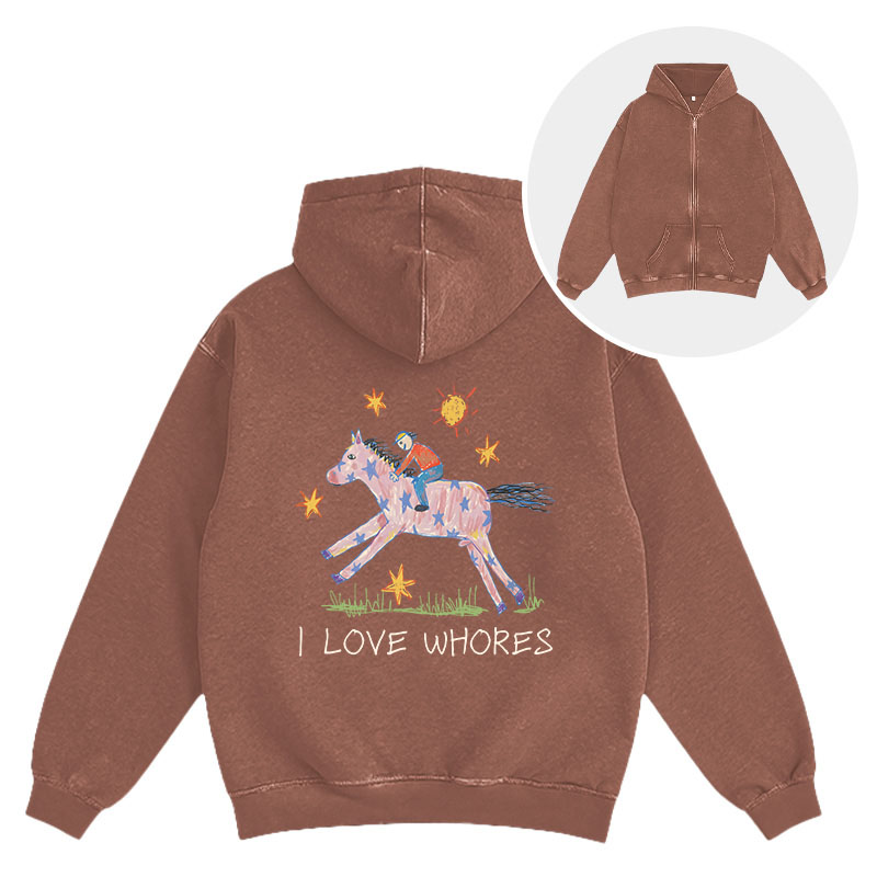 Tokyocanvas I Love Whores Washed Zip Hoodie