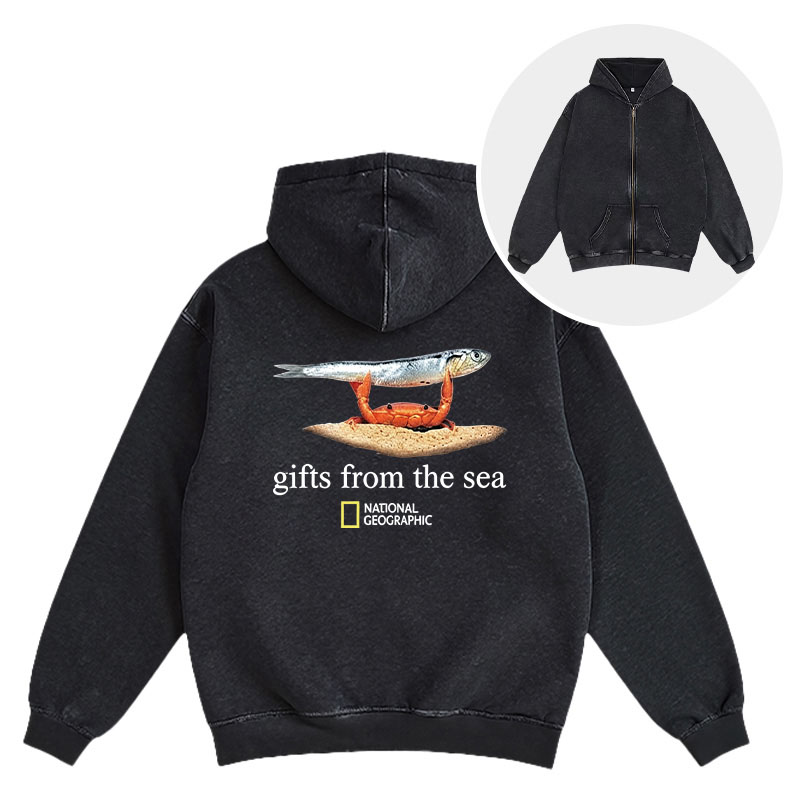 Tokyocanvas Gifts From The Sea Washed Zip Hoodie