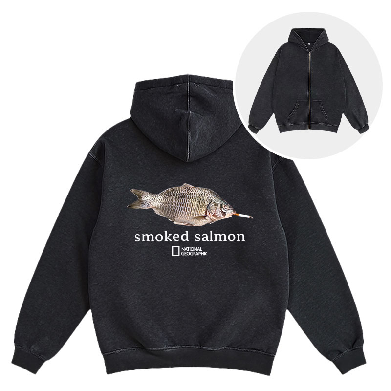 Tokyocanvas Smoked Salmon Washed Zip Hoodie