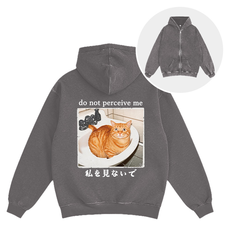 Tokyocanvas Do Not Perceive Me Washed Zip Hoodie