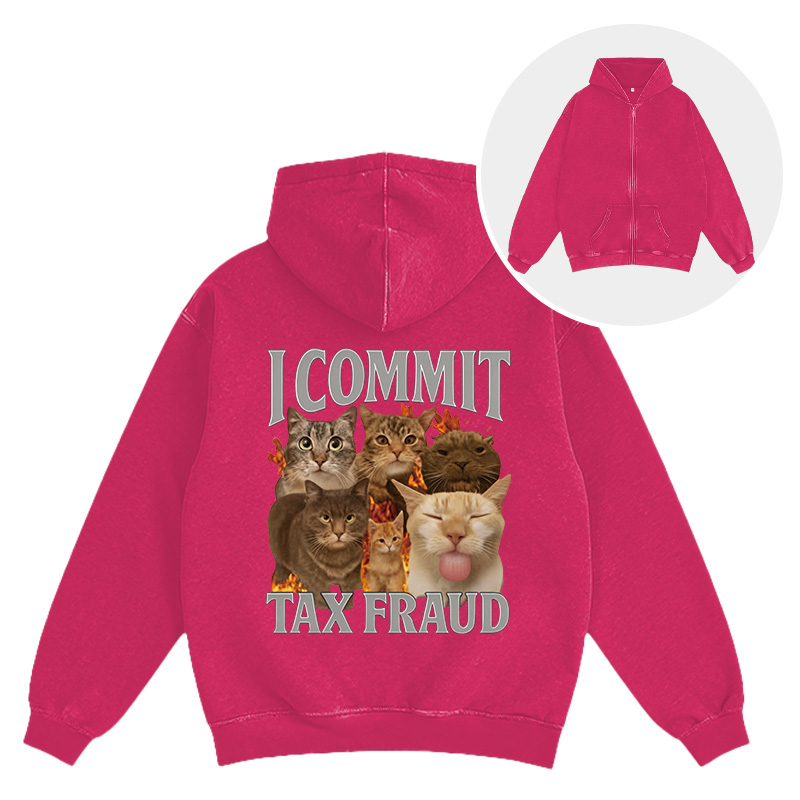 Tokyocanvas I Commit Tax Fraud Washed Zip Hoodie